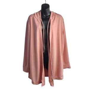 Laine Street Women's Blush Pink Lace Trimmed Hooded Jacket Size L NWT